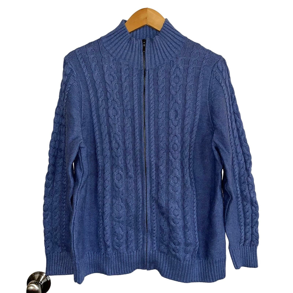 L. L. Bean Double L Cable Sweater, Zip Cardigan